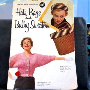 Hats Bags & Bulky Sweaters ~ Knit & Crochet patterns. Vintage. 31 pages